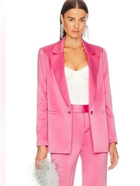Alice + Olivia Hot Pink Satin Suit